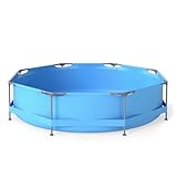 RELAX4LIFE Pool-Set mit Filterpumpe, Aufstellpool rund, Ø 360 x 76 cm, Swimming Pool Metallrahmen, Planschbecken groß, Schwimmbecken Komplettset geeignet für Kinder & Erwachsene im Garten