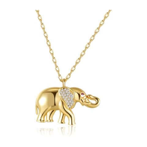 Obidos 14K Gold Plated Dainty Pendant Necklace | Elephant Bohemian Pendant Adjustable Chain Necklaces Cover