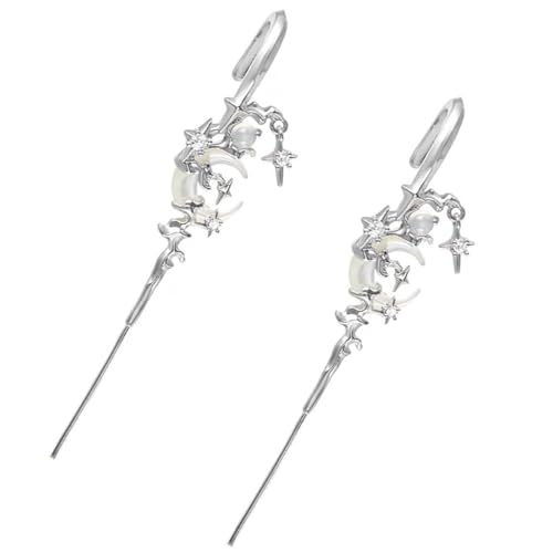 2PCS Myth Of The Moon Ear Hook Needle Piercing Earring Needle Ear Piercing Hook Earrings Jewelry Fashion Dangle Stud Birthday Gifts Best Friend For Women