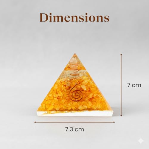 Image of Certified Citrine Orgone Pyramid for Wealth & Positive Energy | Natural Citrine Crystal Orgone Pyramid for Home, Office & Vastu Decor | Healing Energy Showpiece