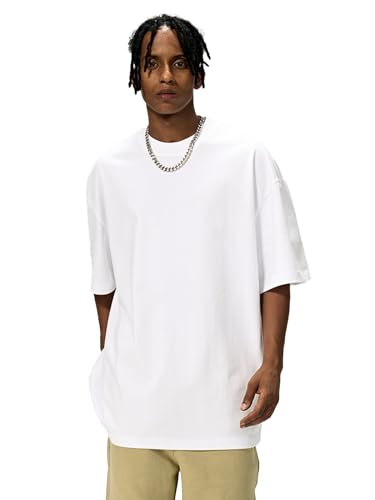 Men's Oversized Cotton t Shirt Heavyweight Tee Casual Crew Neck Short Sleeve Loose Summer Basic Tops2