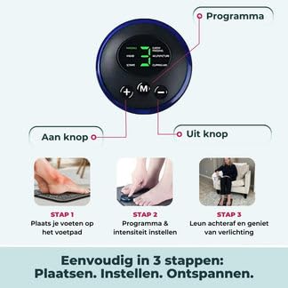 ReliveX Fußmassagegerät Tragbares EMS-Fußmassagegerät mit 8 Modi, 19 Stufen, USB, fördert Blutzirkulation, reduziert Muskelschmerzen