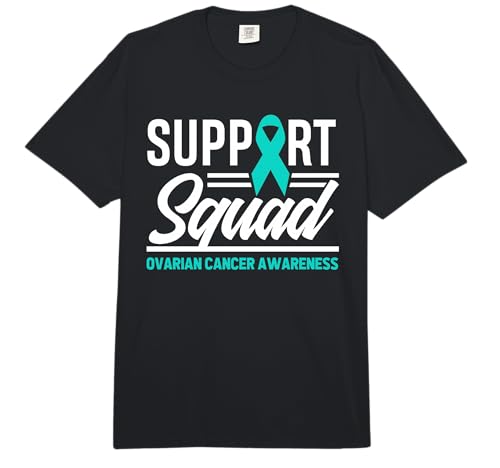 Cancer Warrior Support Squad Ovarian Cancer Awareness Comfort Colors Adult Heavyweight T-Shirt