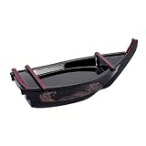 Sushi-Boot-Serviertablett, traditionelles Sushi-Serviertablett im japanischen Stil, bootförmiger Lachs-Meeresfrüc ...