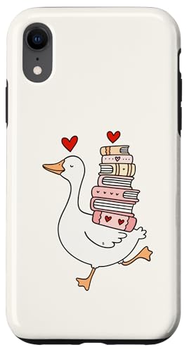 Silly Goose Loves Books Funny Duck Reading ���w �X�}�z�P�[�X iPhone XR �p