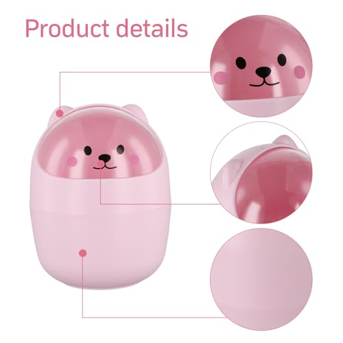 Catime Schreibtisch Mülleimer Niedlich, Süße Mini Kleiner Mülleimer Stifthalter mit Deckel, Tragbarer Abnehmbarer Tischabfalleimer, Kunststoff Abfallbehälter für Büro (Grau)