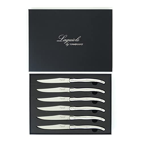 TopKnife Laguiole Steak Knife Set - Smooth Edge...