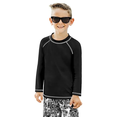 City Threads Boys Rashguard Swim Shirt UPF 50+ Soft Comfortable Durable Sun Protection Made in USA 2-Pack