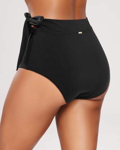Zmart High Waisted Bikini Bottoms - Women's Full Coverage Bathing Suit Tummy Control Swimsuit with Tie Side Knot Bottom2