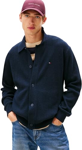 Suéter cárdigan Tommy Hilfiger texturizado polo de hombre para invierno y entretiempo moderno