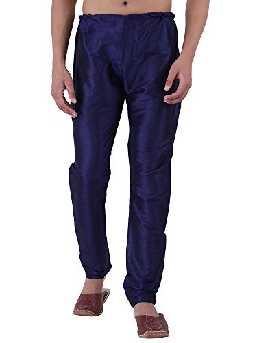 Image of HUZUR Men Pyjama,Churidar,Bottom wear,Silk Blend,Regular Fit,Wedding,Party,Festival,Family Funcation,White,Gold,Pajama