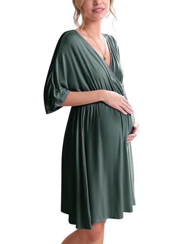 Ekouaer 3 in 1 Labor/Delivery/Hospital Gown Maternity Dress Nursing Nightgown Sleepwear for...