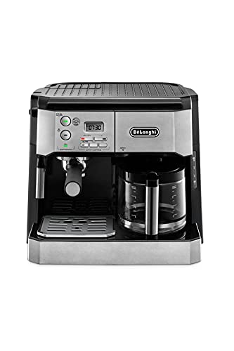 De'Longhi Combi Coffee Machine, Traditional Pump Espresso and Filter Coffee, 1.25 Liter, BCO431.S, Black and Stainless Steel