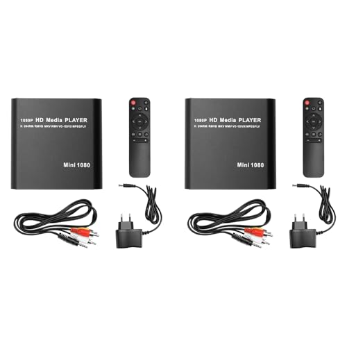 Frewurwer 2X Lecteur Multimédia MKV 264 HDD Full HD 1080P USB Media Player avec SD Media TV Box Support RMVB WMV HDD Player EU Plug