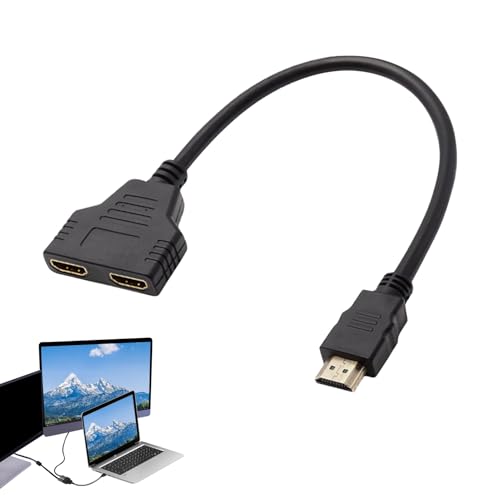 Huybaa Cable Divisor HDMI Macho a 2 Hembra, 1 Entrada y 2 Salidas, conmutador HDMI, para HDTV, monitores LED, LCD y proyectores, Color Negro (1 Unidad)