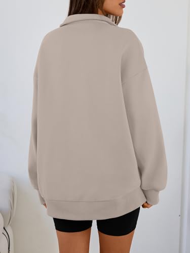 Image of Trendy Queen Women's Oversized Sweatshirts Half Quarter Zip Fleece Sweaters | Soft Cozy Zip Pullover, Comfort Warm Sweaters for Fall Winter, Fashion Mock Neck Outfits