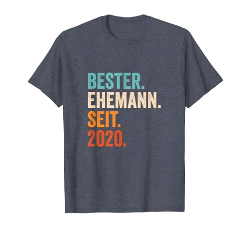 Bester Ehemann Seit 2020 | 6 Hochzeitstag 6 Jahre T-Shirt, Herren, Blau Meliert, L