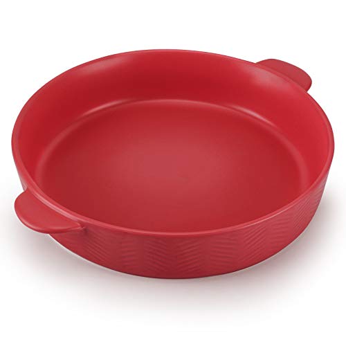 Ceramic Baking DishRound Baking Dish Serving Bakeware for Cooking Kitchen Cake Dinner Banquet and Daily Use10 x 10 inch Red