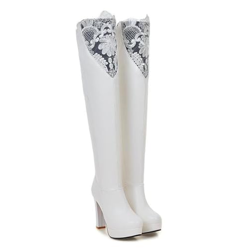 Bottes au-dessus du genou à talons épais 11cm pour femmes - Collection mode automne et hiver