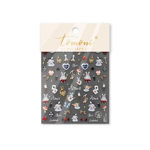 Image of Rabbit Nail Art Stickers Blue Nail Decals Cartoon Nail Stickers for Nails Art Self Adhesive 5D Embossed with Design Easter Nails Charm for Women Manicure Supplies