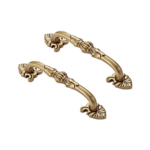 CcHhyyt 2 tiradores vintage de latón con diseño de flores, para muebles y cajones (96 mm), color dorado Cover