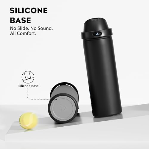 Image of POWCAN 24 oz Insulated Water Bottle: 2-in-1 Push-Button Spout & Quick-Flip Straw, Leakproof, Cold 24Hrs, Fits Car Cup Holder, Stainless Steel Water Bottle for Sports, Travel, School, Gift (Very Black)