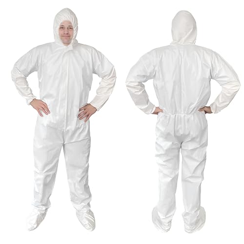 Cut overall/White　papier C-Cure Disposable Tyvek Coverall Suit for Men with Hood - Pack of