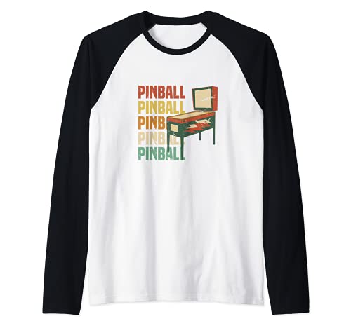 Pinball Machine | Retro 80's Arcade Game Player Camiseta Manga Raglan