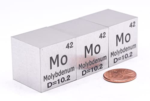 Image of 1 inch 25.4mm Molybdenum Metal Cube Mo up to 99.9% Pure Periodic Table Element Engraved Density Collection Science Education Display Block Cube + Acrylic Case Box - 1PC