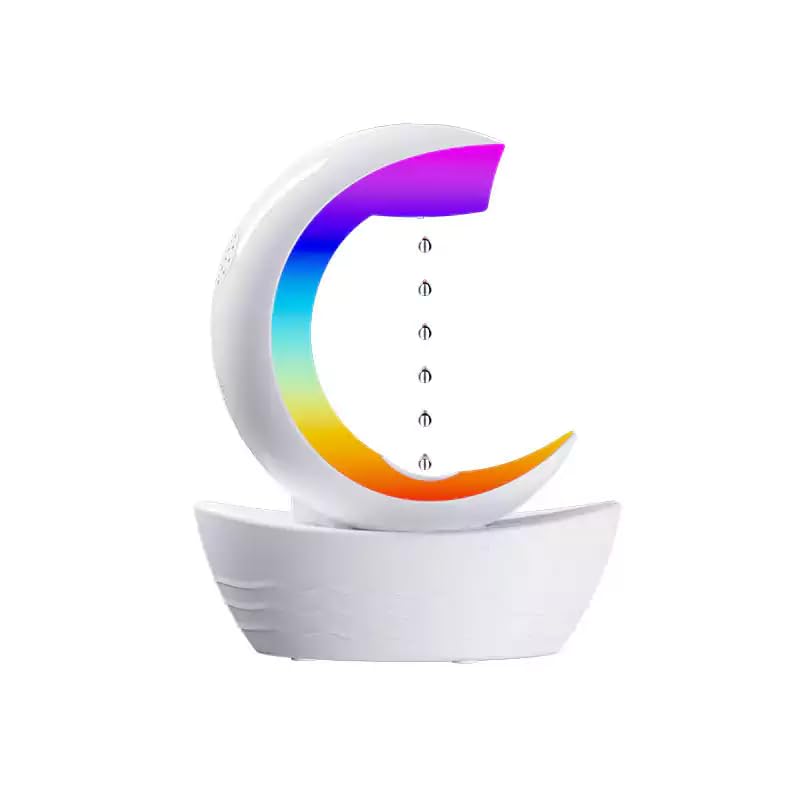 Drumstone (𝗦𝗽𝗲𝗰𝗶𝗮𝗹 𝟱 𝗬𝗲𝗮𝗿𝘀 𝗪𝗮𝗿𝗿𝗮𝗻𝘁𝘆) Anti Gravity Moon-Ship Humidifier with Speaker, 400ml Cool Mist Diffuser & 7-Color RGB Night Light, Artistic Water Drop Backflow Lamp
