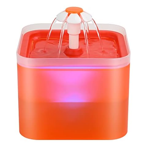 AONBOY Cat Water Fountain, Ultra Silent Cat Fountain 2L, with LED Light , Activated Carbon Filter, Pet Water Fountain for Cats and Small Dogs(orange) Cover