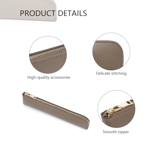 Image of Slim Pencil Case Small Pencil Pouch Pen Case (Pearl Brown /FL)