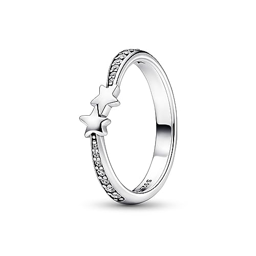 PANDORA Moments Sternschnuppen Funkelnder Ring aus Sterling-Silber mit Cubic Zirkonia, Gr. 50, 192365C01-50