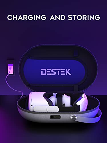 DESTEK OC1 Magnetic Charging Carrying Travel Case for Meta/Oculus Quest 2 VR Accessories, Charging Large Storage Case for Meta/Oculus Quest 2 and Battery Head Strap- Window Version (Not Fit Quest3/3s)