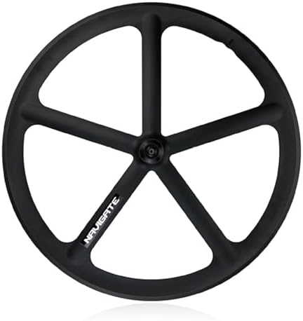 700C Mag Wheelset Black 5 Spoke Fixed Gear Bike Wheels V Brake 120mm Front Rear Wheels for 700 * 23-28C Tyres(Front Wheel)