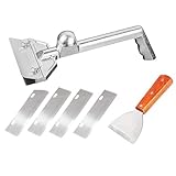 Grillschaber mit Ergonomischem Griff, Robustes Set mit 4 Klingen für Flache Oberflächen, Grillpfannen, Grills und Imbisswagen