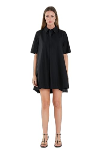 English Factory Women's A-Line Short Sleeve Shirt Dress, Black, XS