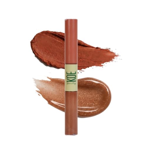 Image of Double Dip | Espresso & Caramel | Deep Bold Brown Matte Lipstick (2ml) Plus Rich Golden Glaze Buttery Finish Lip Topper (2ml) | Perfect Balance of Color & Shine