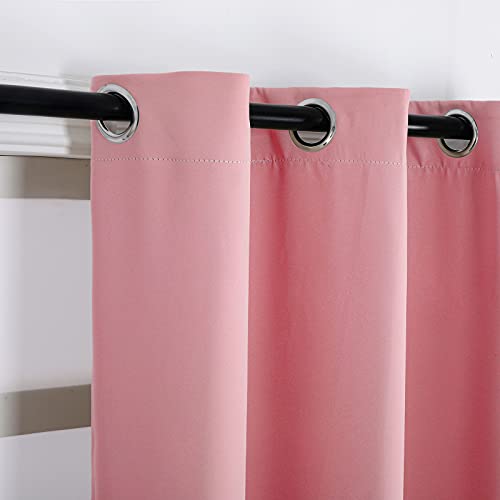 Happy Homewares Pink Eyelet Curtains - 66 x 72 Inch Drop - Elegant Room Darkening Blackout Curtains with Thermal Insulation - 2 Panels for Bedroom or Living Room - Image 5