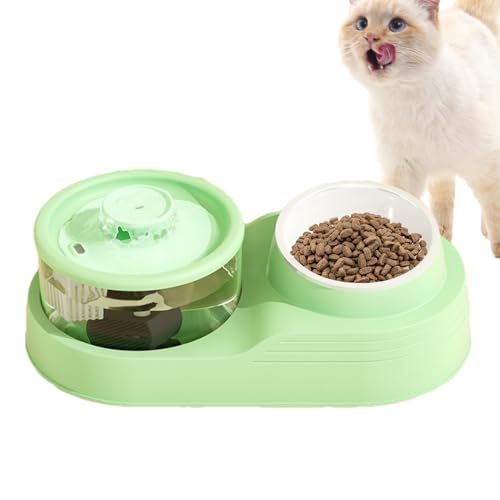 猫フィーダーと水ディスペンサー、自動猫フィーダー, 2 in 1キャットフードディスペンサー, 頸部のサポート、静かなデザイン、給餌、家庭用品の給水用品