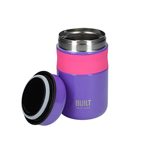 Built Termo Hermético para Comida Fría y Caliente con Doble Pared, Acero inoxidable, Morado, 490 ml