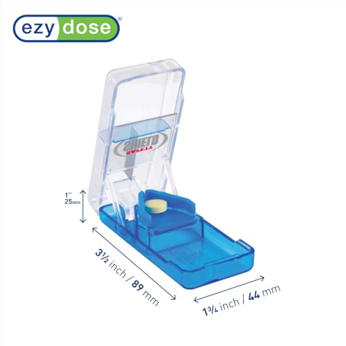 Image of Ezy Dose Pill Cutter and Splitter with Safety Shield, Daily Usage, Safely Cut Pills, Vitamins, Tablets in Half, Accurate and Easy Cutting, Stainless Steel Blade, Travel Sized, Color May Vary, BPA Free