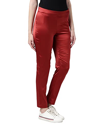 Image of GO COLORS Women Mid Rise Polyester Shiny Pant