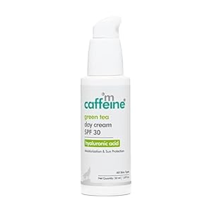 mCaffeine Green Tea Day Cream SPF 30 – Oil-Free Face Moisturizer – Hydrates Skin, Reduces Dark Spots, Fights Premature Aging – Non-Sticky – 50 ml