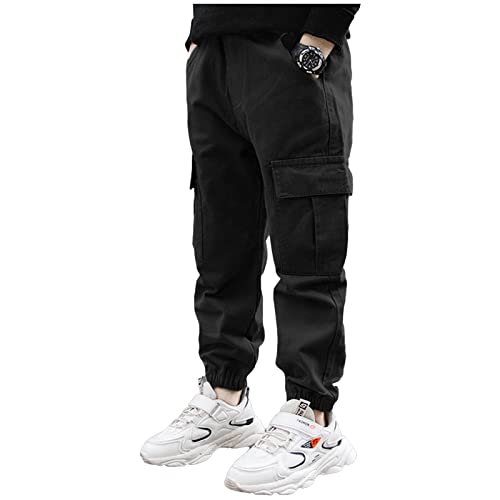 Kids Boys Cargo Trousers with Pockets Joggers Sweatpants Casual Dungarees Trousers Sportswear Activewear