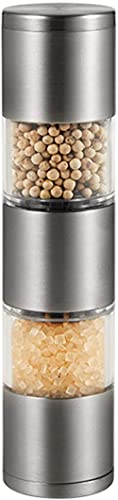 TONZN Moulin à Poivre Double sel 2 en 1 Moulin à sel élégant en Acier Inoxydable, broyeur en céramique réglable Sel Chili Épice Chili Moulin à sel Moulins à sel et à Poivre