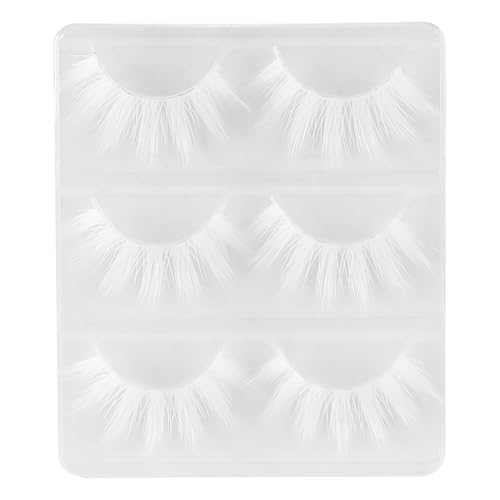 Namvo 3 paia di ciglia finte bianche, trucco riutilizzabile, ciglia lunghe e spesse incrociate per cosplay, mascherate, feste, volume drammatico, ciglia per occasioni speciali