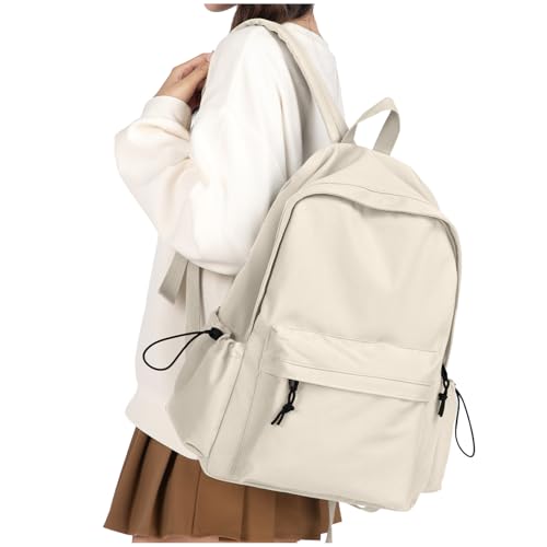 WEPLAN Mochila Escolar Adolescente Chica Chico Mochila Instituto Colegio Niña Mochilas Universitarias Mujer Escolares Adolescentes Backpack School Bag Mochilas Tipo Casual Portatil 14 Pulgadas,Beige