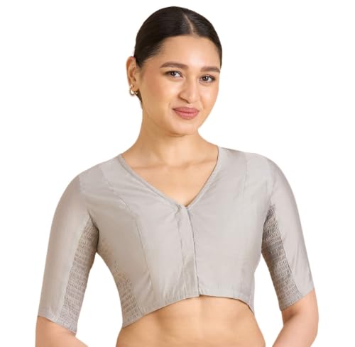 Image of Studio Shringaar Women's Cotton Stretchable (Smocked) Readymade Saree Blouse with Underarm Sweat Pads (Pack of 14 Pads)