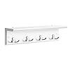 SONGMICS Wandkapstok, hal kapstok, met 4 dubbele haken, met plank, kapstokhaak, voor badkamer, woonkamer, keuken, wit…